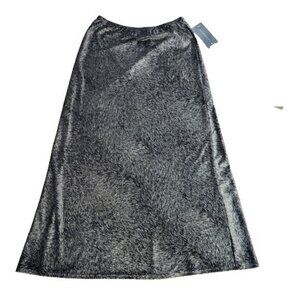 NWT Bryn Walker Black and Silver Velvet Skirt Size Small